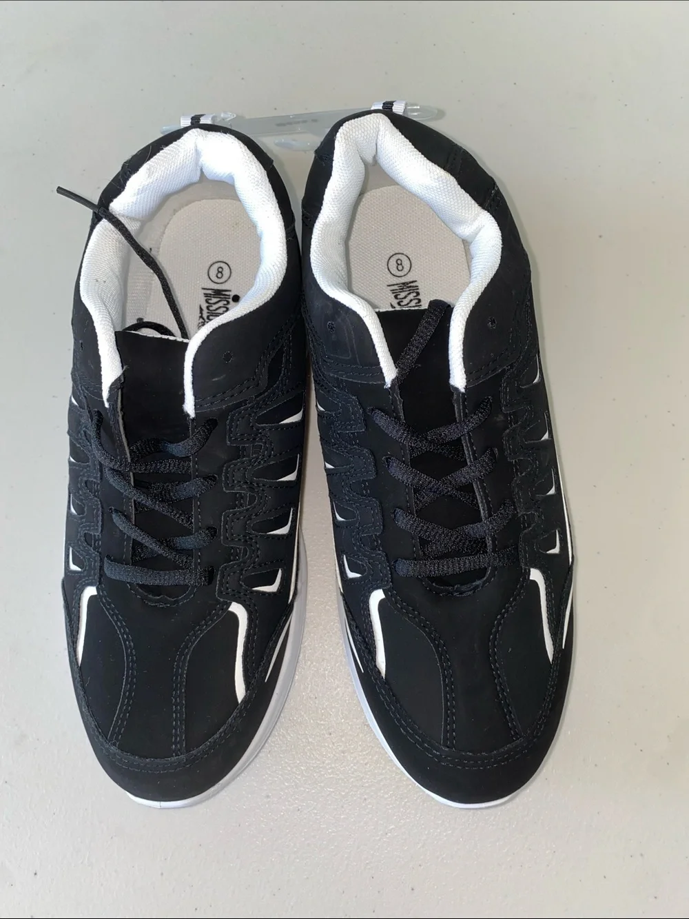 Men's Black Lace-Up Athletic Sneakers with White Trim